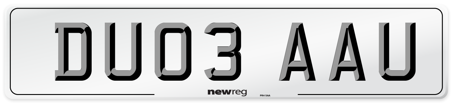 DU03 AAU Number Plate from New Reg